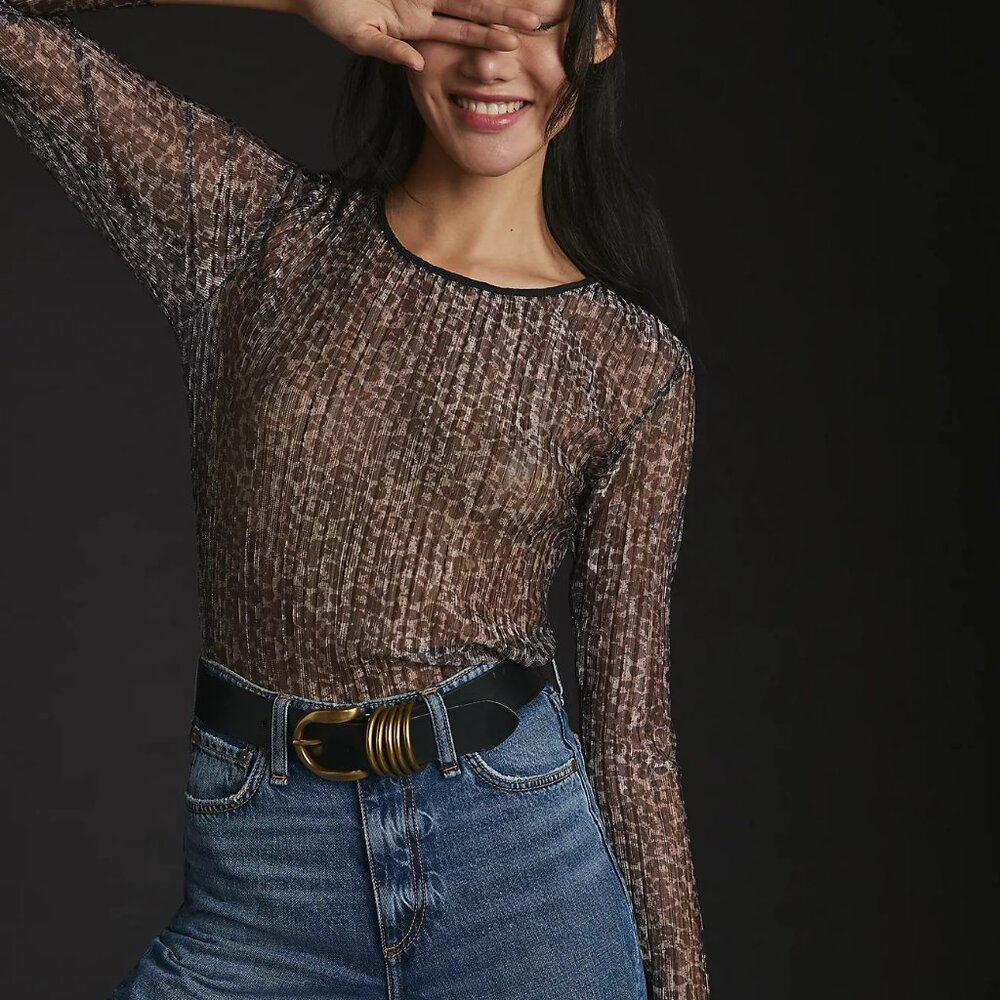 Leopard Print Sheer Top